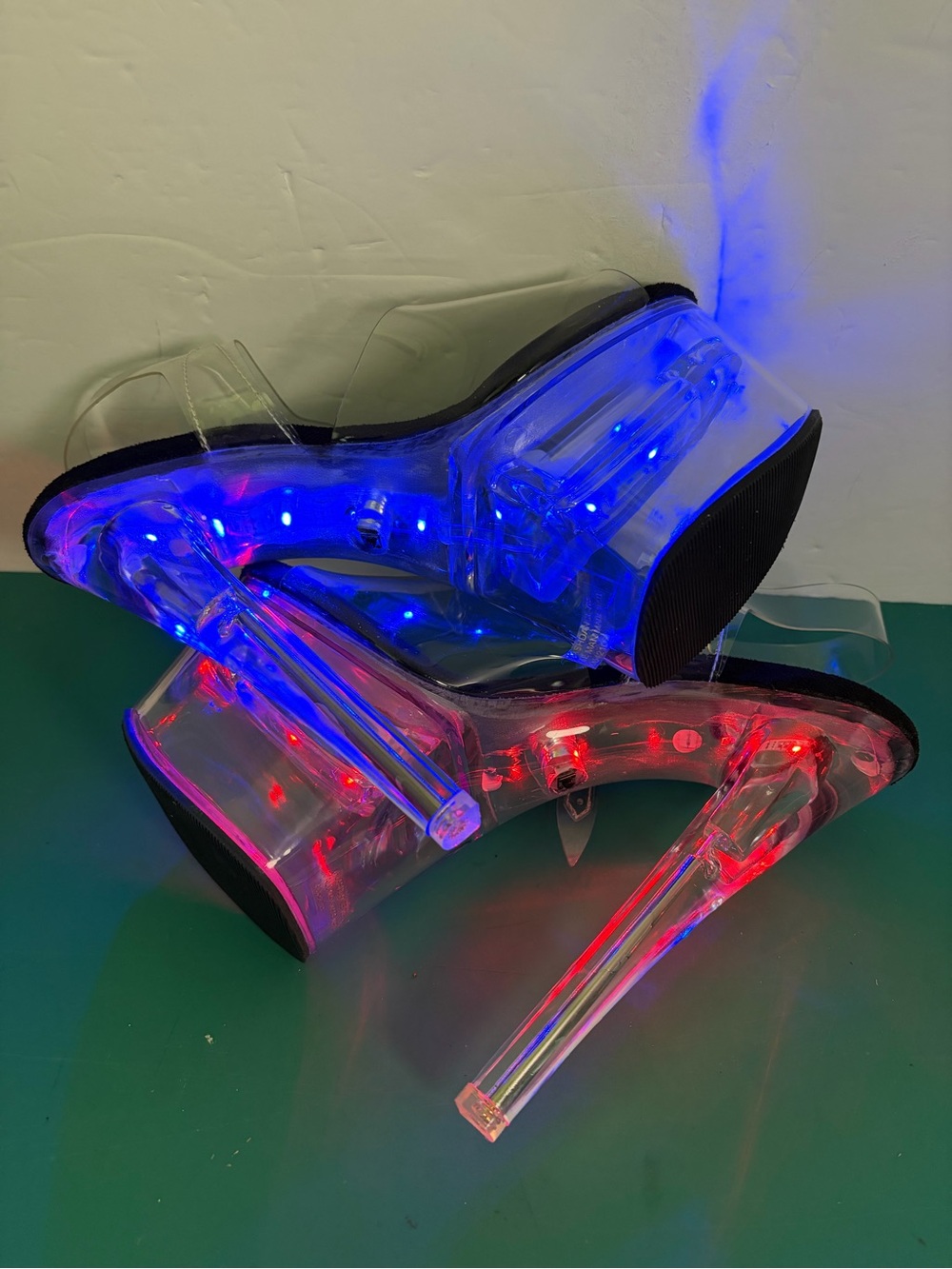 Pleaser Flashdance 708 LED Clear Platform Heels Stripper Shoes Size 8 - Picture 9 of 16